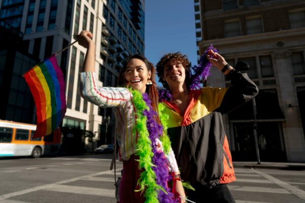 Modern gay flag symbolizing diversity, inclusion, and strength.