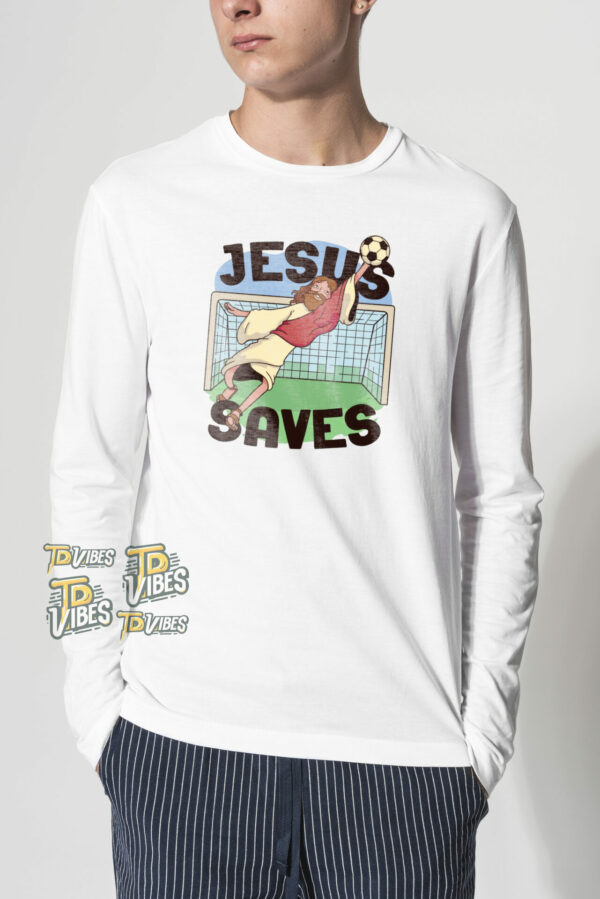 Jesus Saves Funny Jesus Soccer Cartoon T-shirt 2