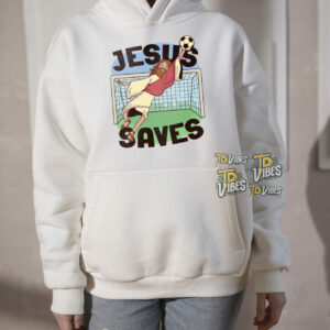 Jesus Saves Funny Jesus Soccer Cartoon T-shirt 3