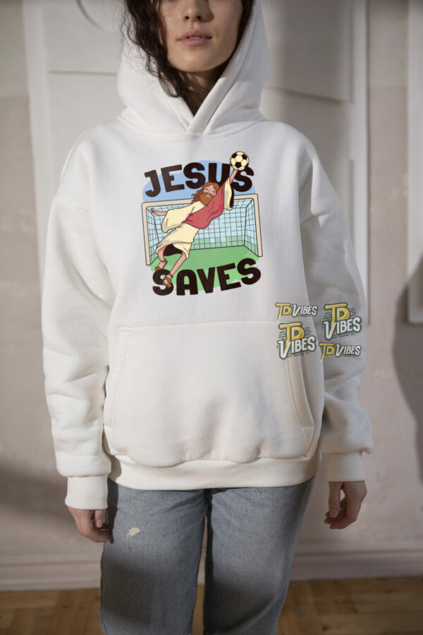 Jesus Saves Funny Jesus Soccer Cartoon T-shirt 3