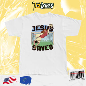 Jesus Saves Funny Jesus Soccer Cartoon T-shirt