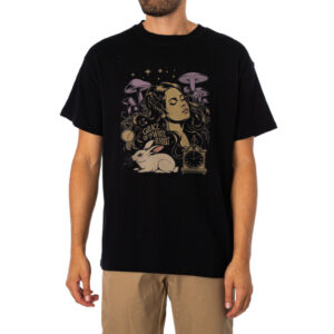 Grace Of The White Rabbit Retro Mushroom Art T-shirt 1