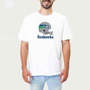 Gray Seattle Seahawks Big Helmet Vintage T-shirt 1