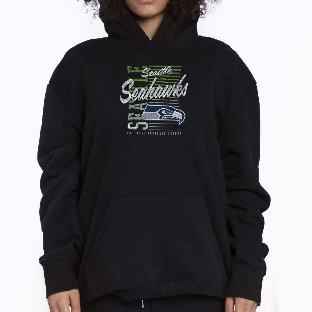 New Era College Navy Seattle Seahawks Oversized Throwback Mineral Wash Crew Neck Vintage Sweatshirt 3