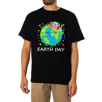 Happy Earth Day With Cute Earth And Floral Shirt 1