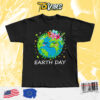 Happy Earth Day With Cute Earth And Floral Shirt