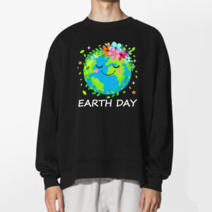 Happy Earth Day With Cute Earth And Floral Shirt 2
