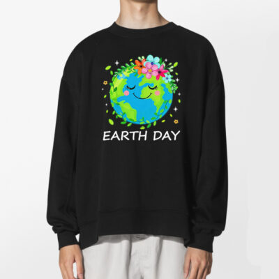 Happy Earth Day With Cute Earth And Floral Shirt 2