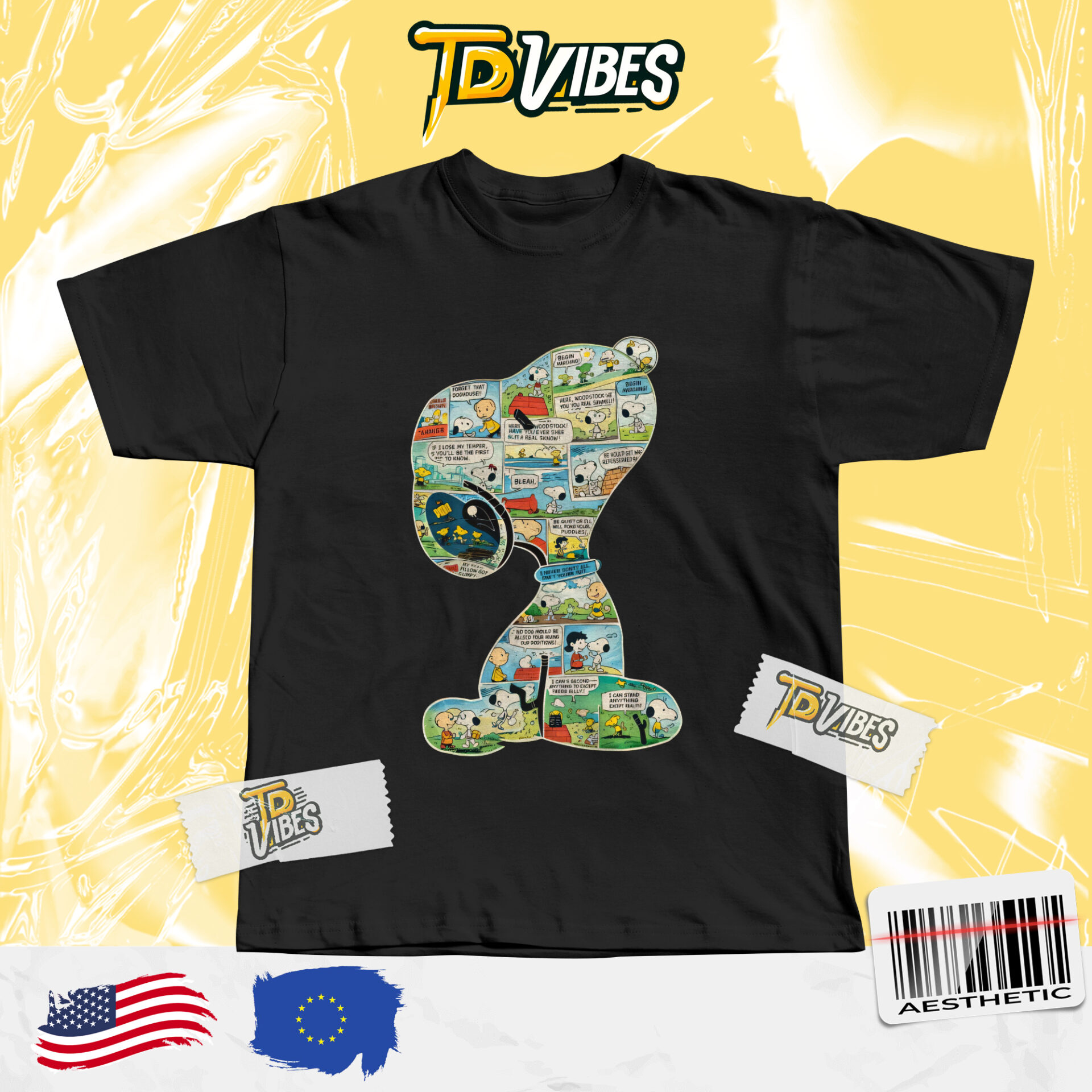 Snoopy Comic Strip Collage Color Shirt