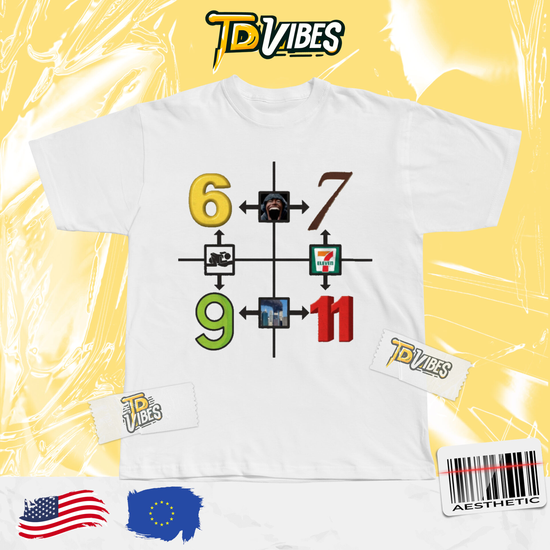 69 67 911 7-11 Meme T-shirt