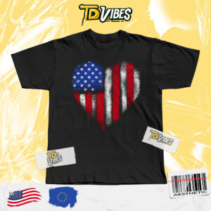 American Heart Shape Flag Celebrating Fourth Of July Shirt