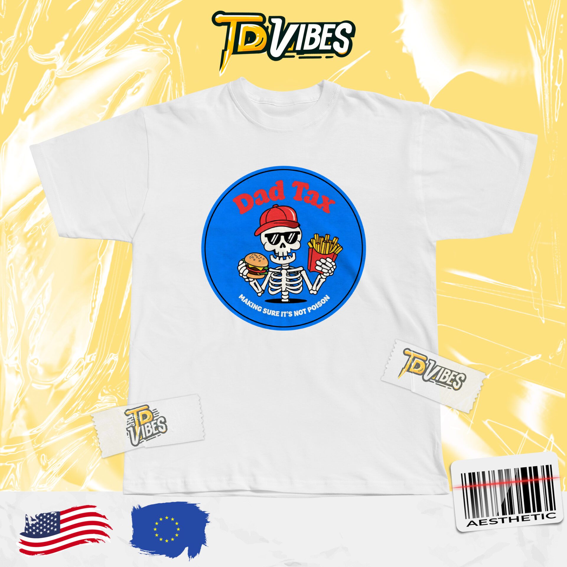 Dad Tax Funny Skeleton Eating Fast Food Personalized Shirt